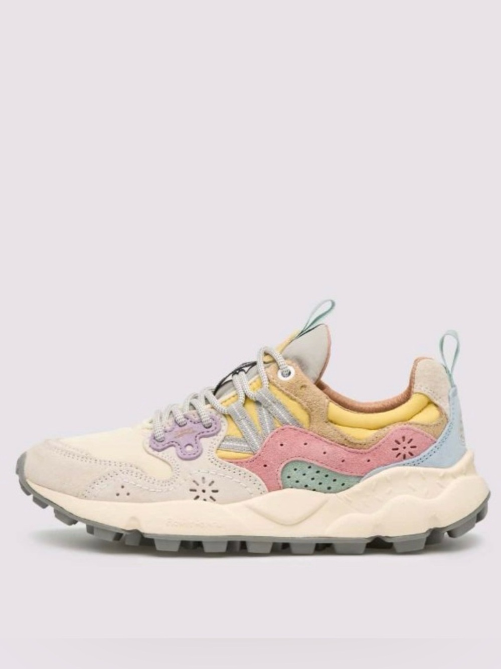 NWT Flower Mountain YAMANO 3 WOMAN Suede and technical fabric sneakers BeigeGrey